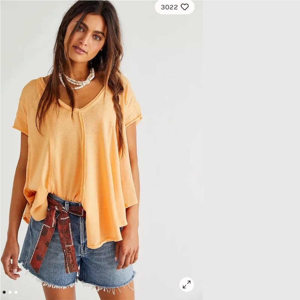 Free People We the Free Sammie Tee Top Canteloupe Mult sizes NWT